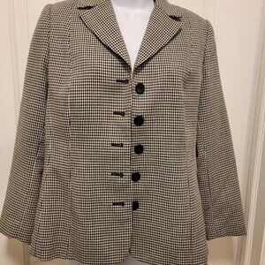 Vintage Oscar de la Renta Black White Checkered Jacket Blazer